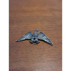 Vintage Pewter‎ Silver Eagle Pin Brooch 3" Spread Wings Talons On Branch